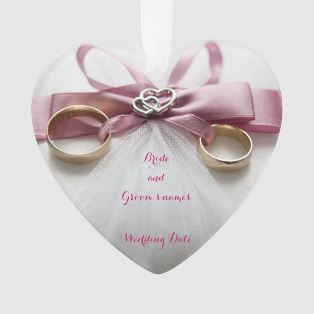 Ornamento del favor de la boda de cinta rosa (Anverso)