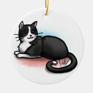 Ornamento del gato - blanco y negro - gatito Lee
