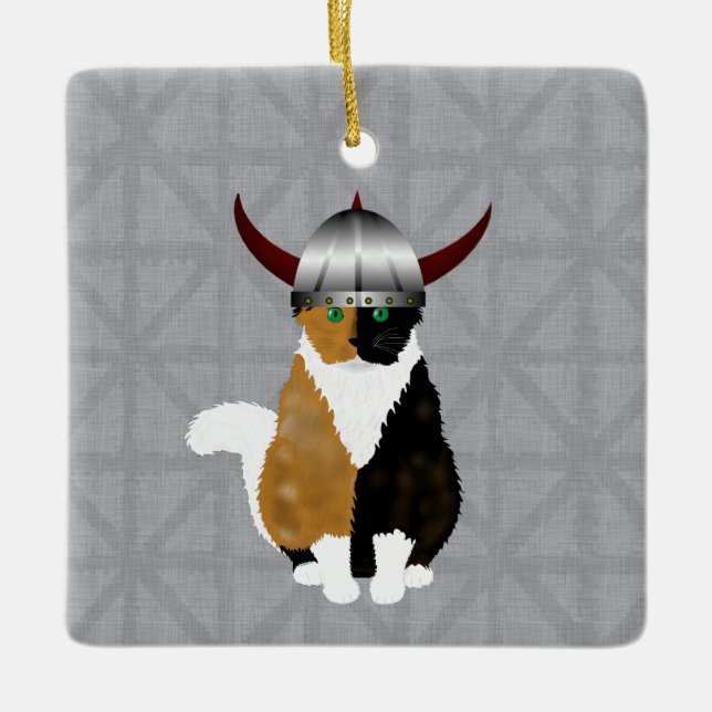 Ornamento del gato Calico Viking (Anverso)