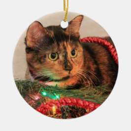 Ornamento del gato de calicó del navidad