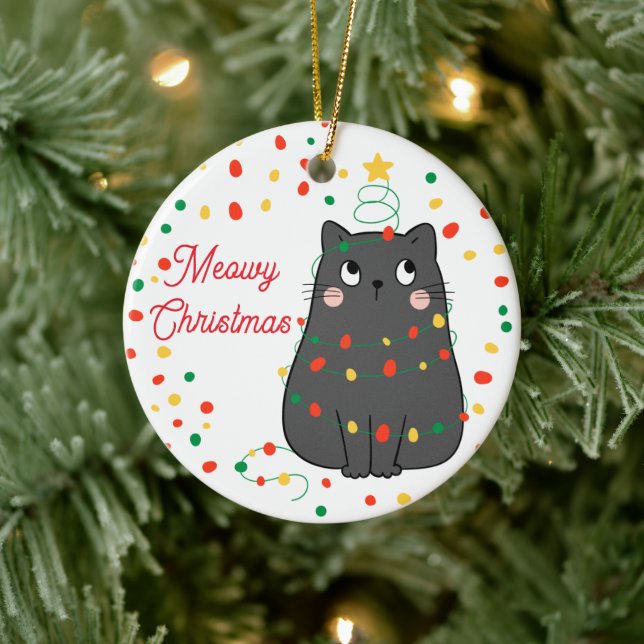 Ornamento del gato de los Navidades de Fun Meowy (Árbol)