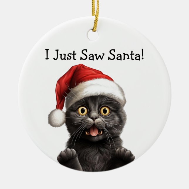 Ornamento del gato de los Navidades Meowy (Frente)