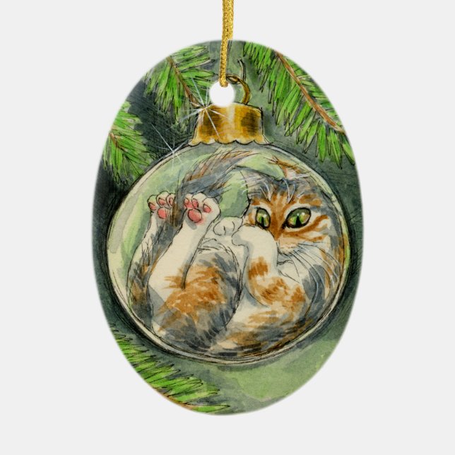 Ornamento del gato del navidad (Frente)