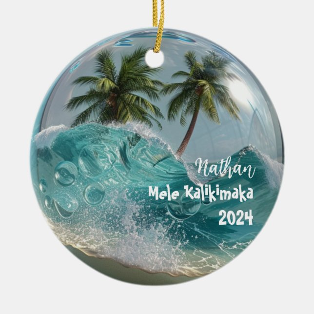 Ornamento del Globe Tropical de Mele Kalikimaka (Frente)