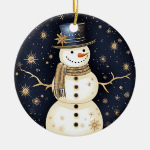 Ornamento del Gorra Azul Snowman