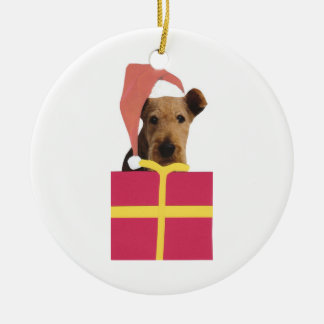 Ornamento del gorra de Airedale Terrier Santa