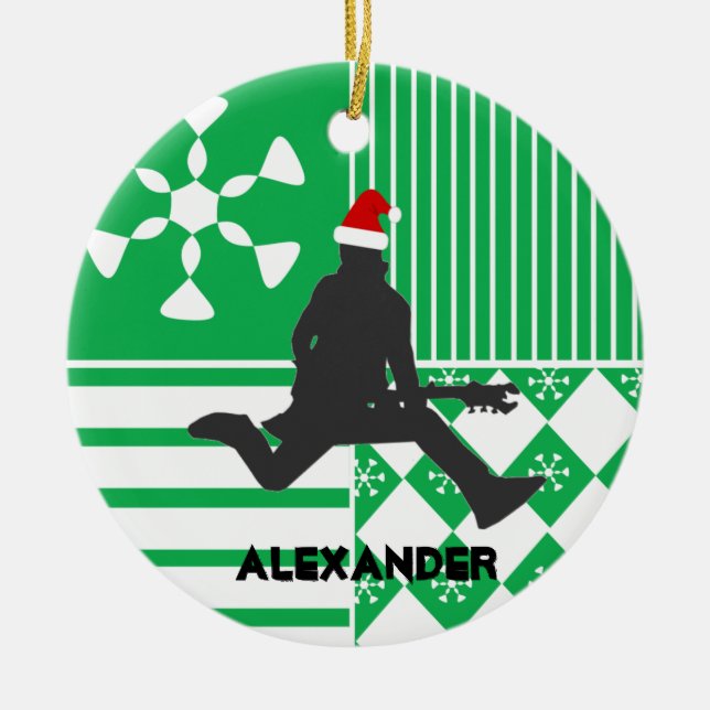 Ornamento del gorra de Santa del guitarrista de la (Frente)