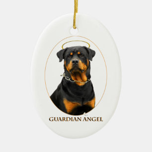 ornamento del halo del rottweiler del ángel de