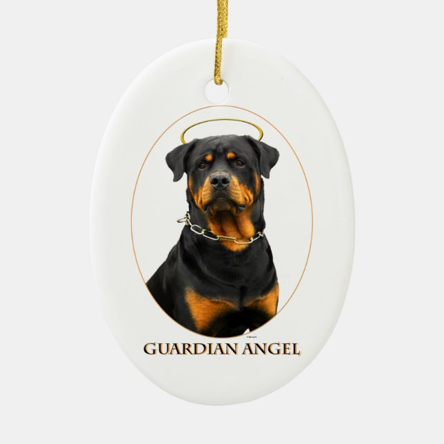 ornamento del halo del rottweiler del ángel de (Frente)