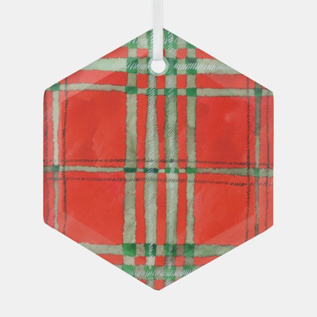 Ornamento del Hexágono del Vidrio TARTAN de RED SC (Anverso)