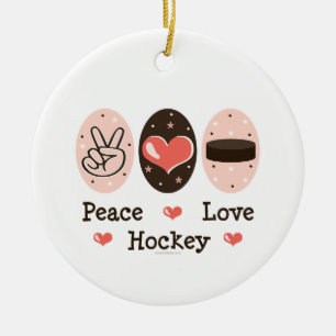 Ornamento del hockey del amor de la paz