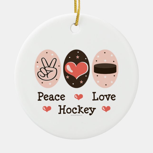 Ornamento del hockey del amor de la paz (Frente)