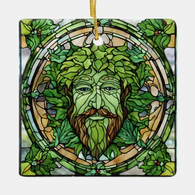 Ornamento del hombre verde de vidrio manchado (Anverso)
