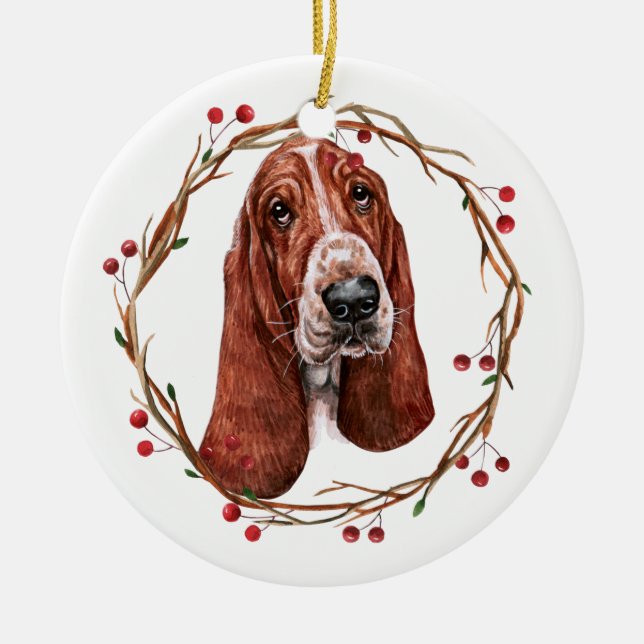 Ornamento del Hound de Basset para navidades (Frente)