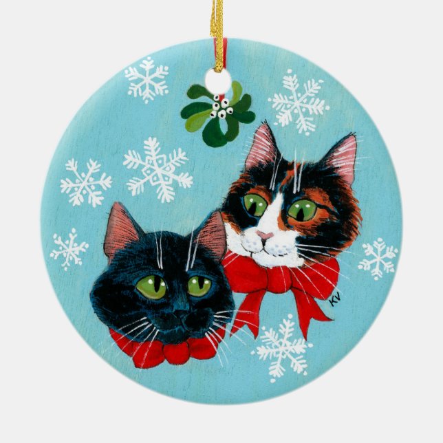 Ornamento del invierno del muérdago de los gatos (Atrás)