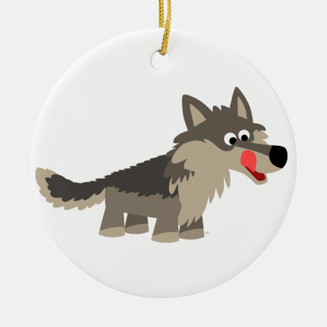Ornamento del lobo del Personalizado Cute Hungry W (Frente)