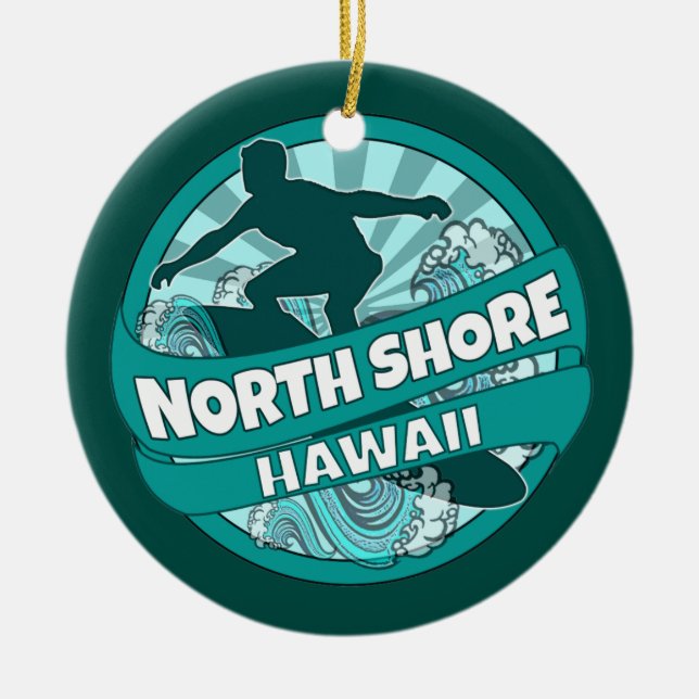 Ornamento del logotipo del surfista verde azulado  (Frente)