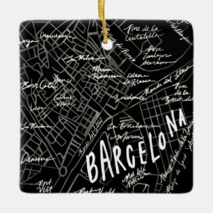 Ornamento del mapa de Barcelona España - estilo