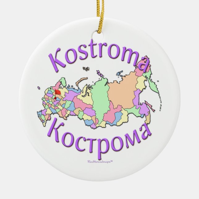 Ornamento del mapa de Kostroma Rusia (Frente)
