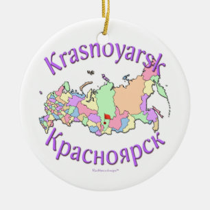 Ornamento del mapa de Krasnoyarsk Rusia