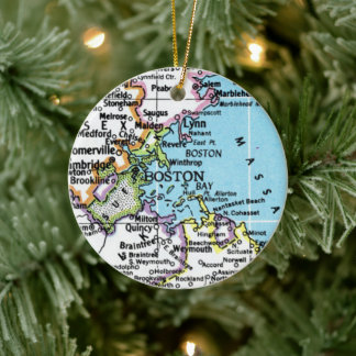 Ornamento del Mapa de Vintage de Boston, Massachus