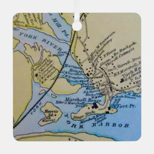 Ornamento del mapa del puerto de Vintage York
