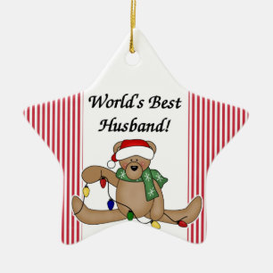 Ornamento del marido del mundo del oso de peluche