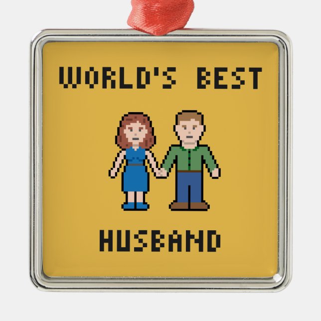 Ornamento del marido del mundo del pixel el mejor (Frente)
