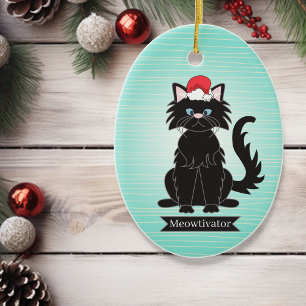 Ornamento del Mascota de Navidades Black Cat Santa