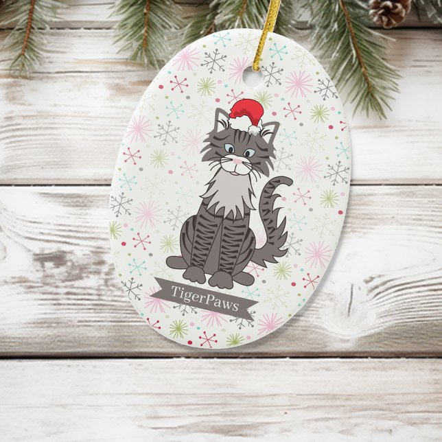 Ornamento del Mascota de Navidades Gray Tabby Cat (Subido por el creador)