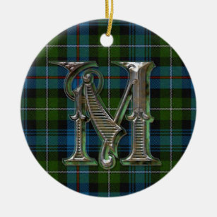 Ornamento del monograma de la tela escocesa de