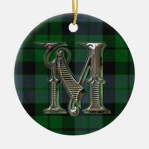 Ornamento del monograma de la tela escocesa de