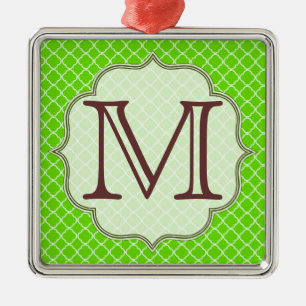Ornamento del Monograma Lime Green Quarterfoil Lat