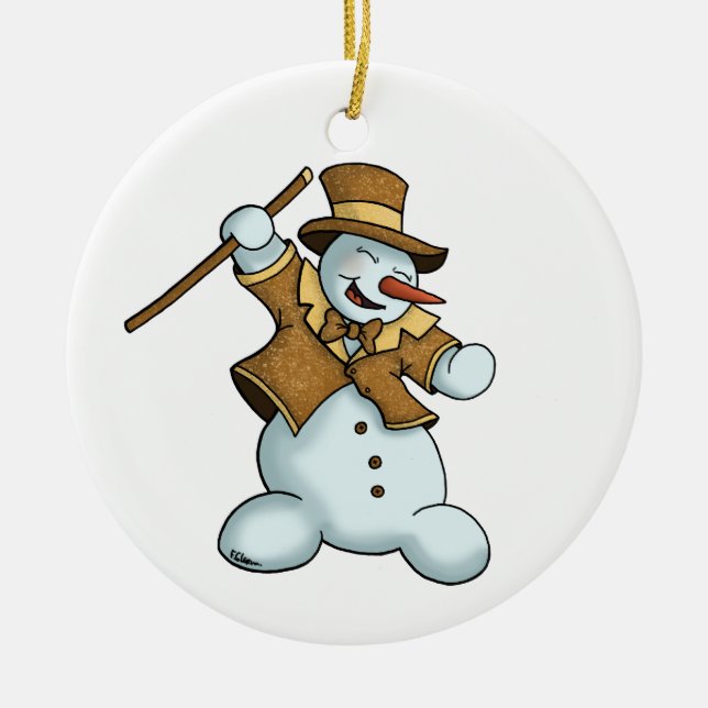 ornamento del muñeco de nieve del baile (Frente)