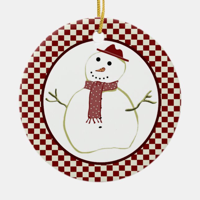 Ornamento del muñeco de nieve del país (Frente)