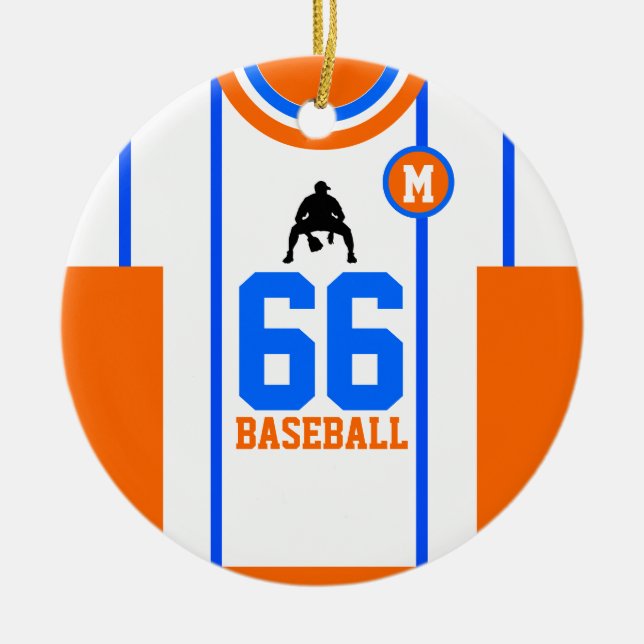 Ornamento del Naranja Azul de Jersey de Béisbol (Frente)