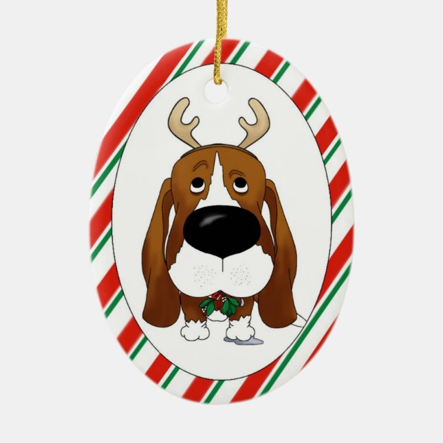 Ornamento del navidad de Basset Hound (Frente)