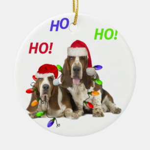 Ornamento del navidad de Basset Hound Ho Ho Ho