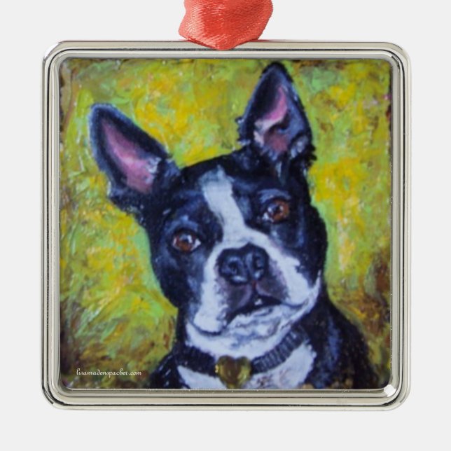 Ornamento del navidad de Boston Terrier (Frente)