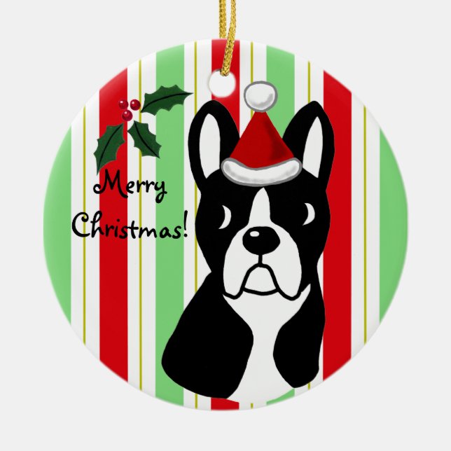 Ornamento del navidad de Boston Terrier (Frente)
