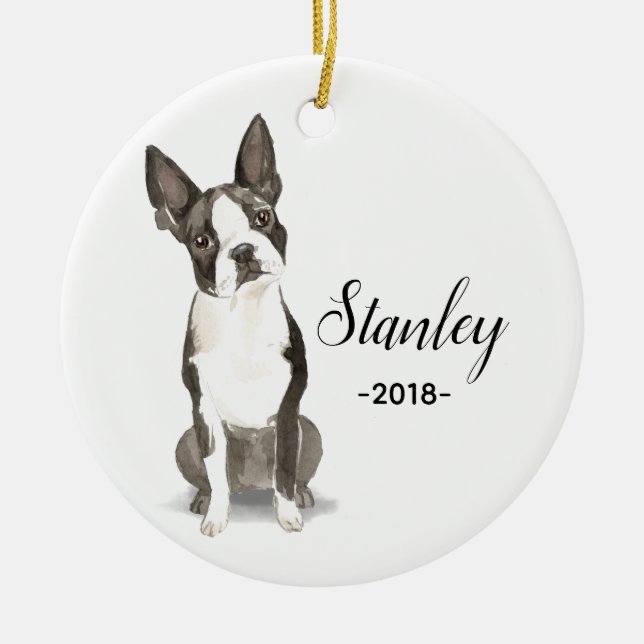 Ornamento del navidad de Boston Terrier (Frente)