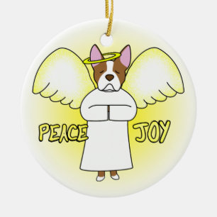 Ornamento del navidad de Boston Terrier del ángel