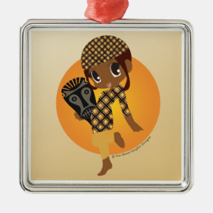 Ornamento del navidad de Chibi del africano