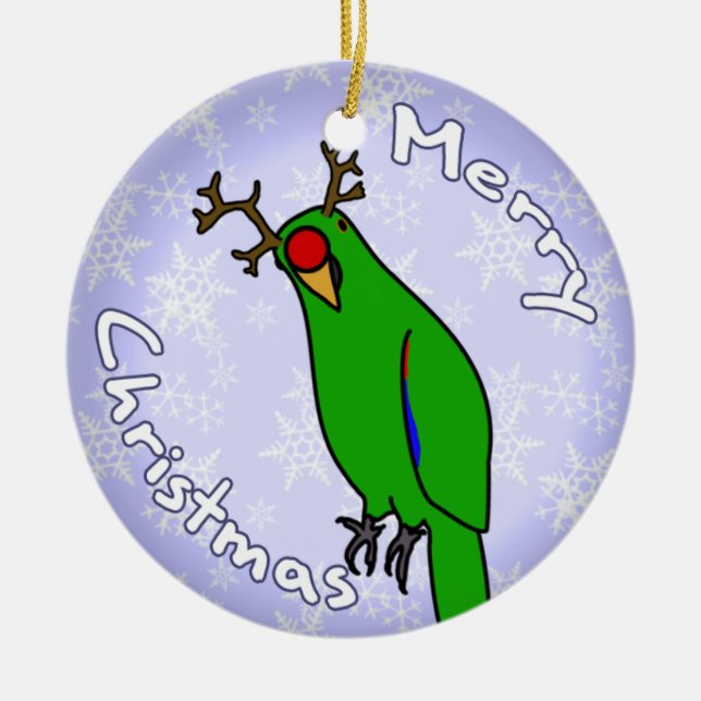 Ornamento del navidad de Eclectus del reno del (Frente)