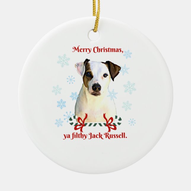 Ornamento del navidad de Jack Russell (Frente)