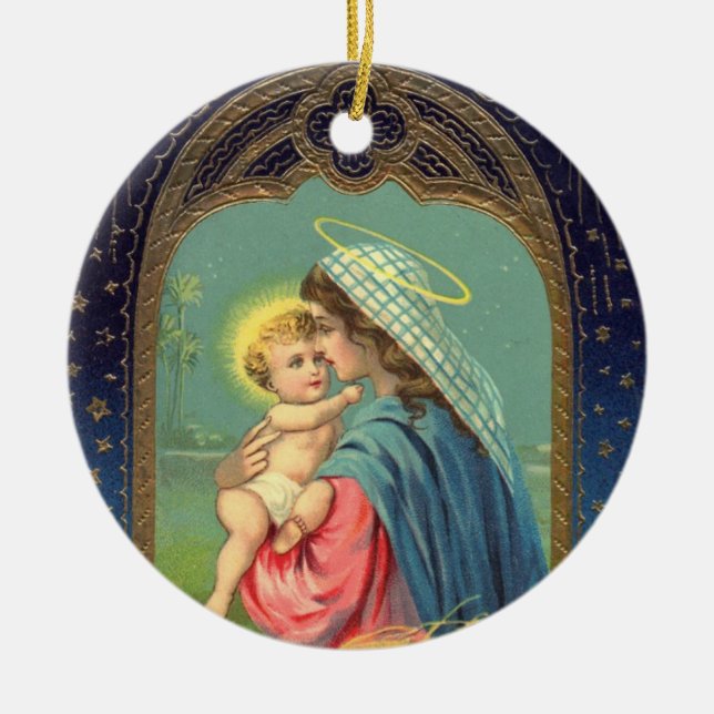 Ornamento del navidad de Jesús del Virgen María y (Frente)