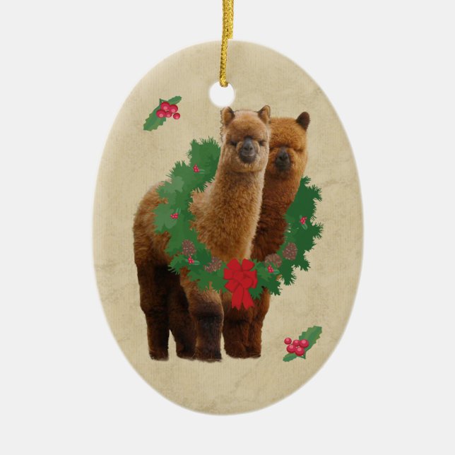 Ornamento del navidad de la alpaca (Frente)