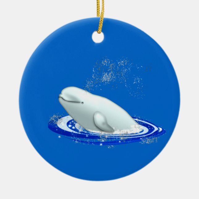 Ornamento del navidad de la ballena de la beluga (Frente)