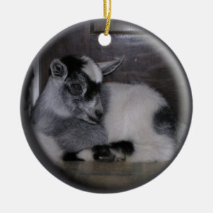 ORNAMENTO DEL NAVIDAD DE LA CABRA GREY/WHITE DEL