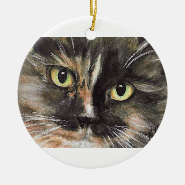 Ornamento del navidad de la cara del gato de (Frente)